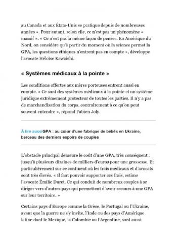 GPA et mères porteuses: article de presse du Parisien